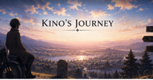 The philosophy of Kino's Journey concept showing a solitary road.