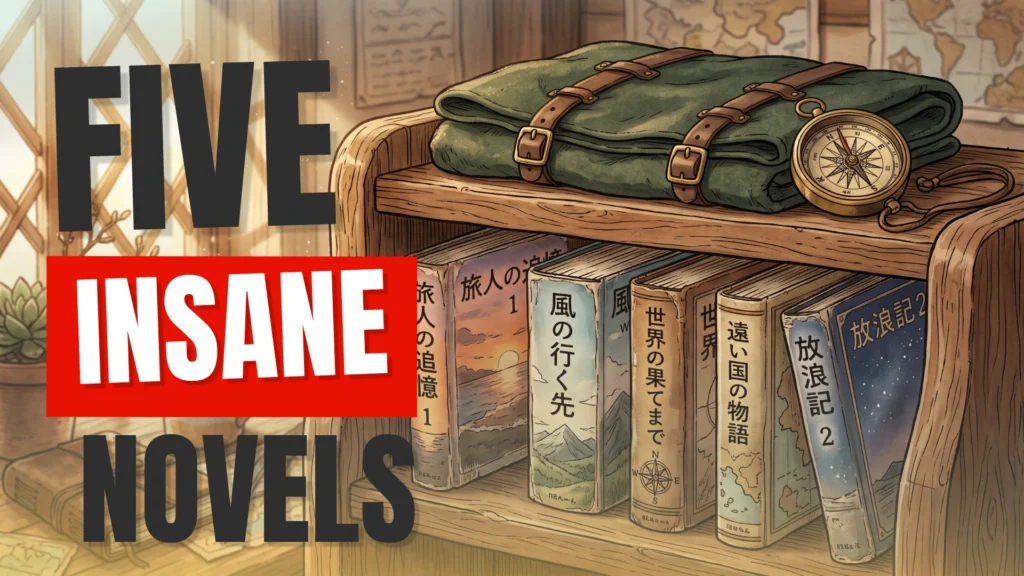 A traveler's wooden bookshelf